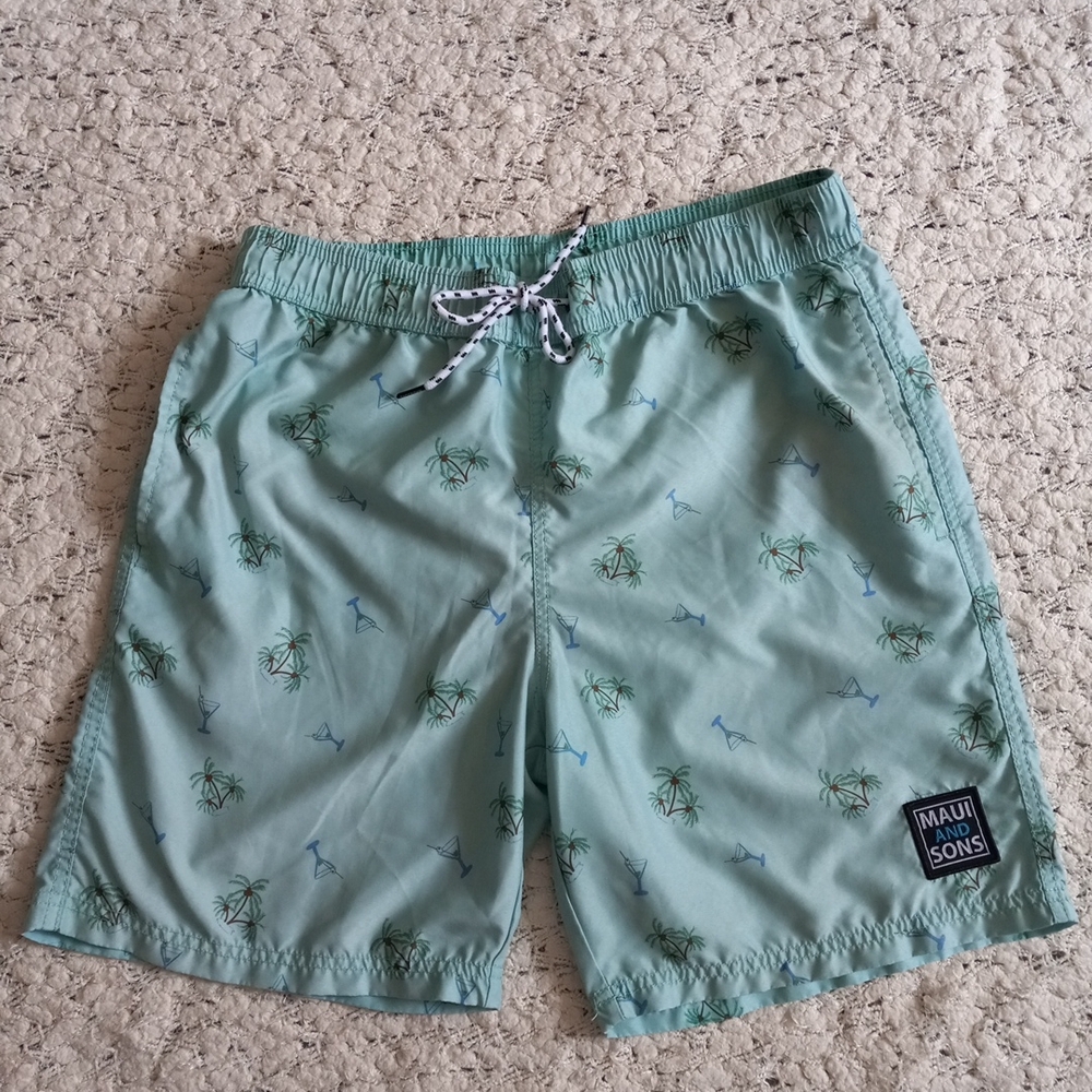 Maui and Sons Teal Men Swim Shorts Size M